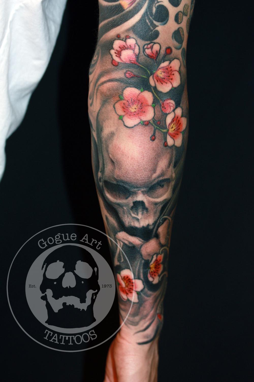 Tattoos - skull and cherry blossoms - 59603